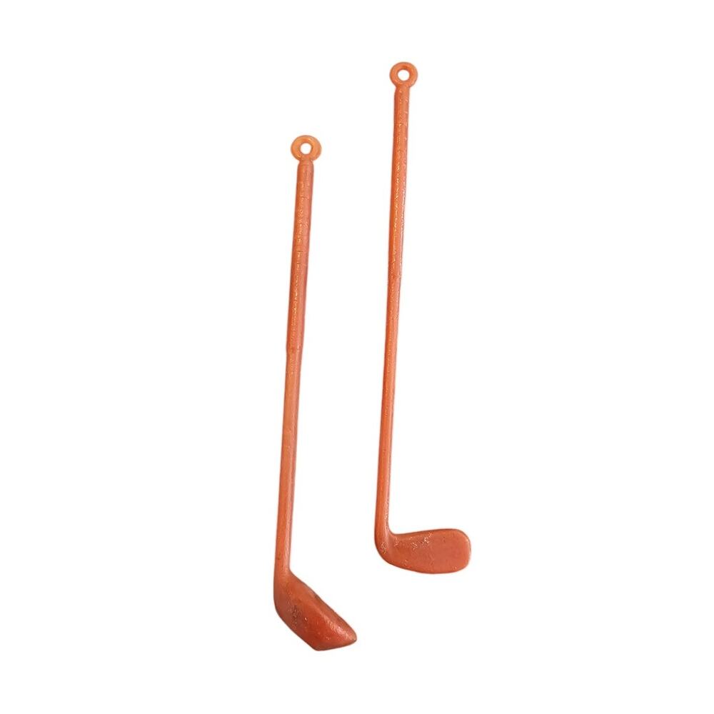 Vintage Mattel Set of 2 Vintage Golf Clubs Orange Gold